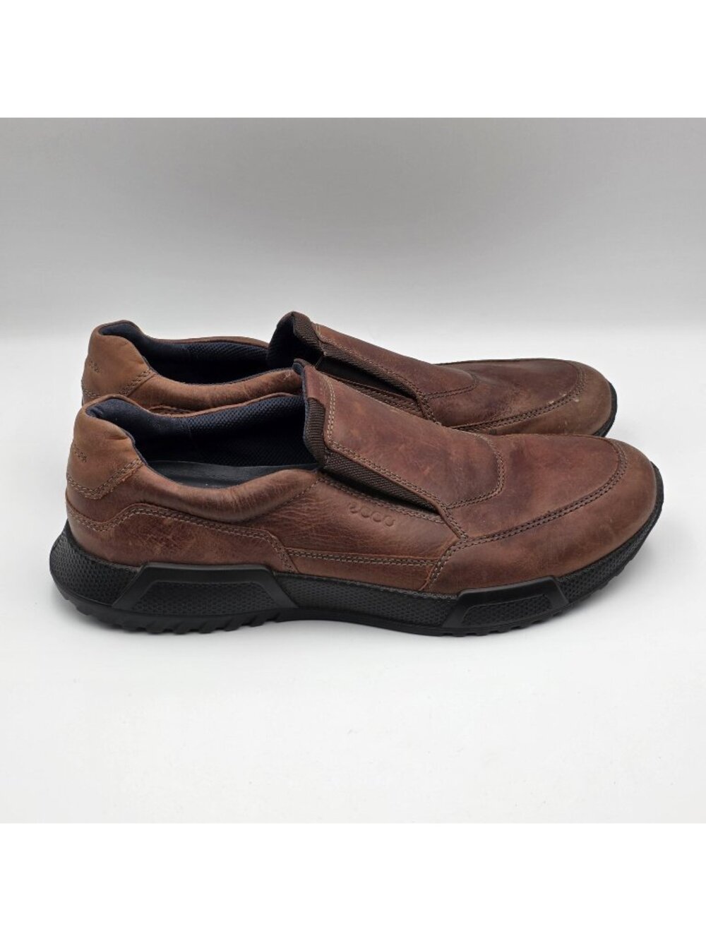 ECCO Shoes Mens 11.5 EU45 Brown Leather Slip On Comfort Casual Loafers